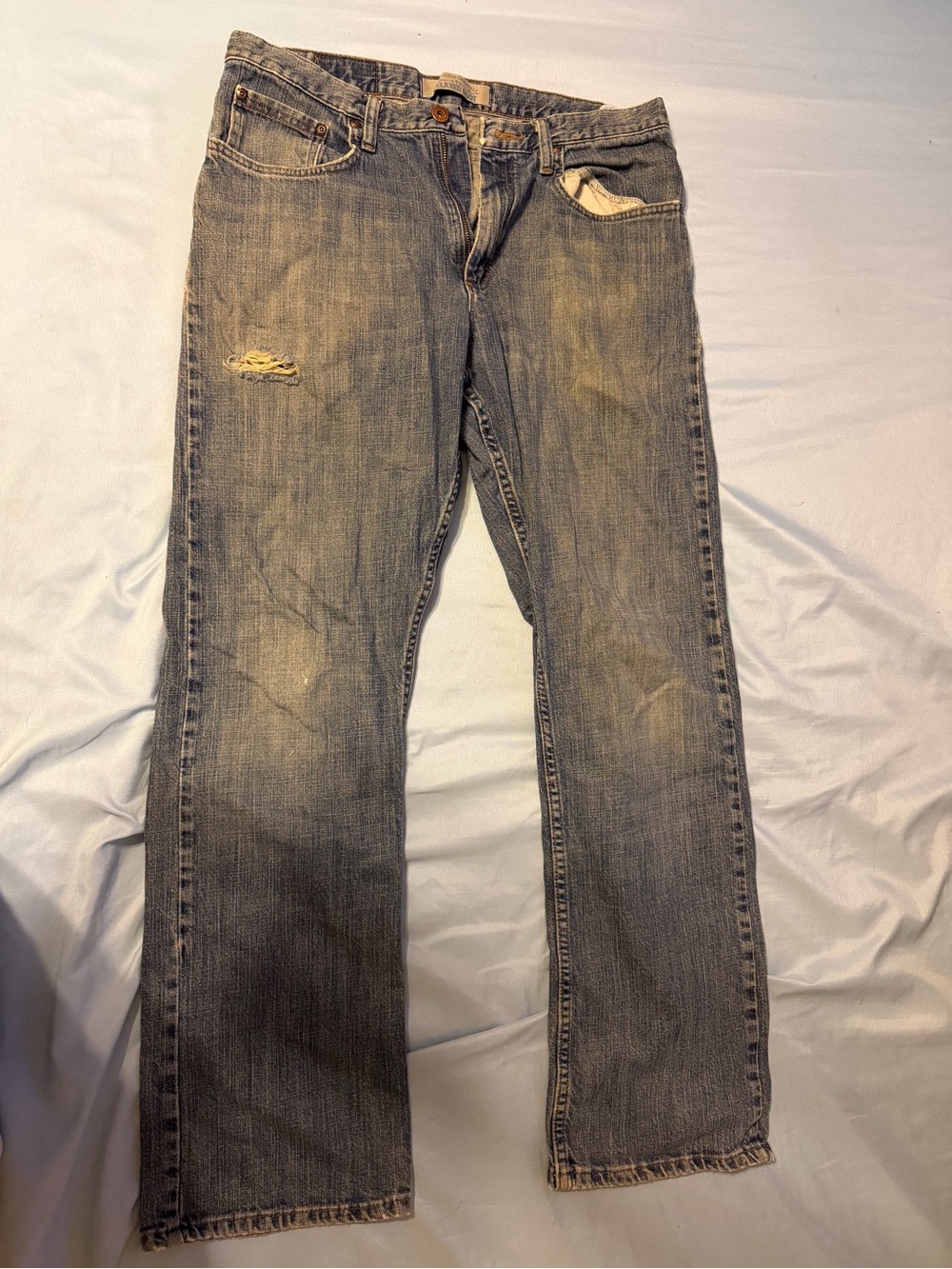 Men's Distressed Blue Jeans - relaxed, boot cut